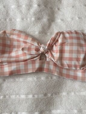 Kona Sol Pink Gingham Bandeau Bikini Top